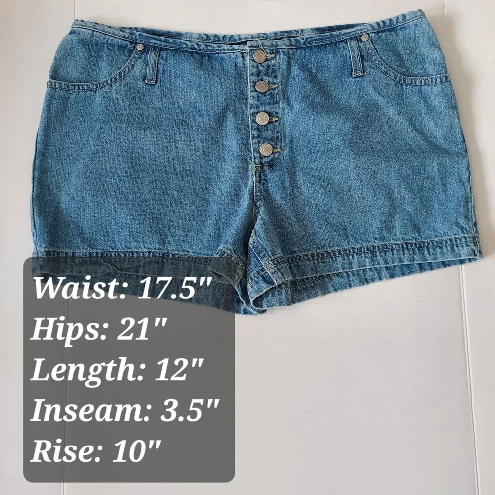 Vintage No Boundaries Low Rise Denim Shorts Junior 15 Blue Button Fly Y2K